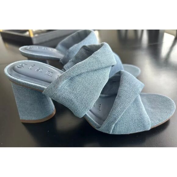 Gianni bini Chic Denim Block Heel Mules - Versatile Summer‎ Sandals - Picture 4 of 7